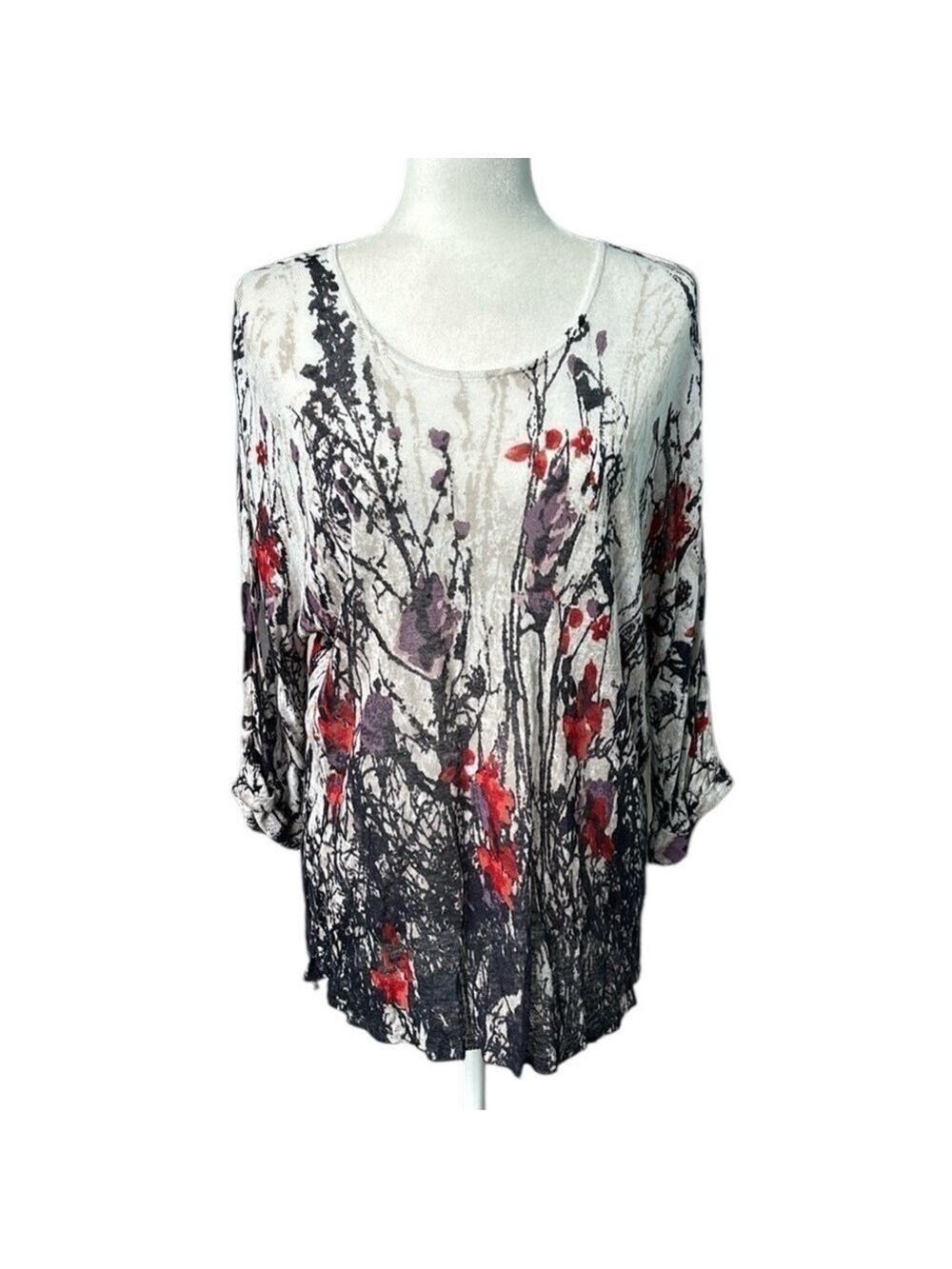 Nic+Zoe Linen Blend Semi Sheer Multicolor Lightweight Top Size XL